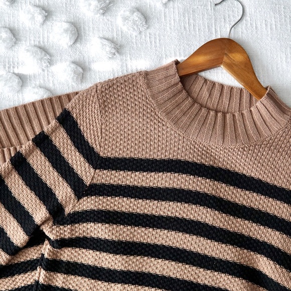 Olive & Oak Dresses & Skirts - Olive & Oak Tan/Black Striped Sweater Midi Dress!